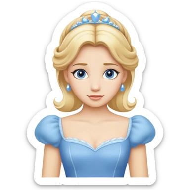 minimal Cinderella with blue dress and blonde hair, extremely simple sticker