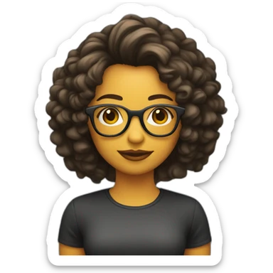 Chica de pelo rizado oscuro con gafas sticker