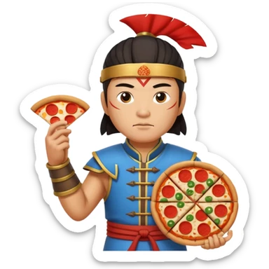 chinese ancient warrior with pizza sticker
