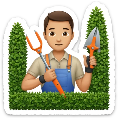 jardinier qui taille une haie sticker