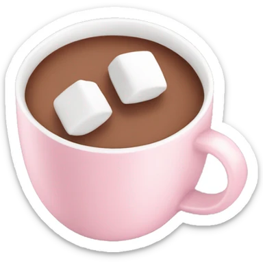 Light Pink mug of hot chocolate with marshmallows  sticker