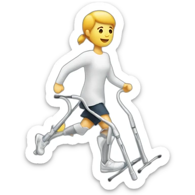 Person running with crutches sticker
