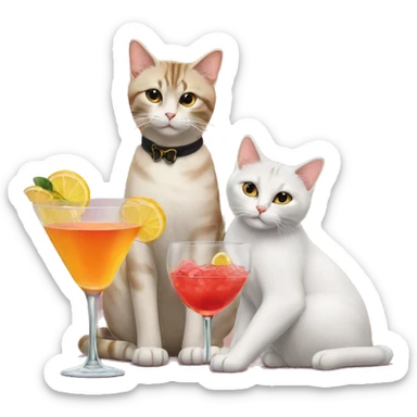 four cats at a cocktail party sticker