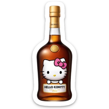 hennessy bottle with hello kitty label sticker
