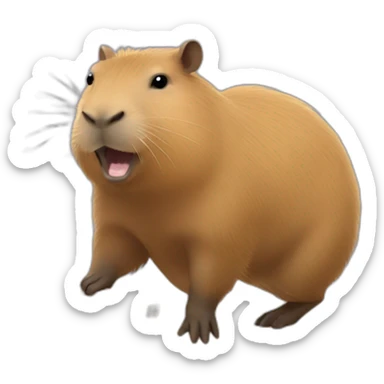 Capybara cleaning the dust sticker