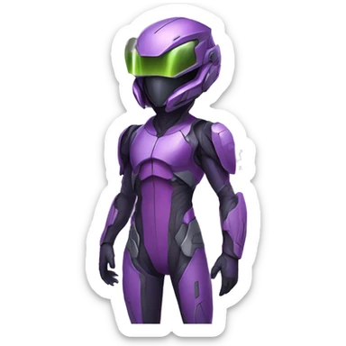 a Reptile-Raptor-Genesect-Fakémon with a futuristic visor-helmet and wearing a techwear-suit Full Body sticker