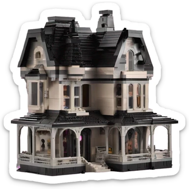 Lego Barbie’s and Darth’s very dusty and old disturbing disgusting ghostly haunted horror dream house mansion with 7 gables and a wrap around porch  sticker