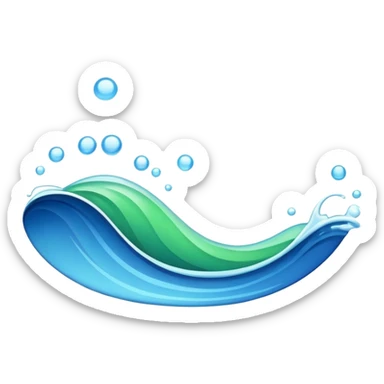 blue wave emoji with a hint of green sticker