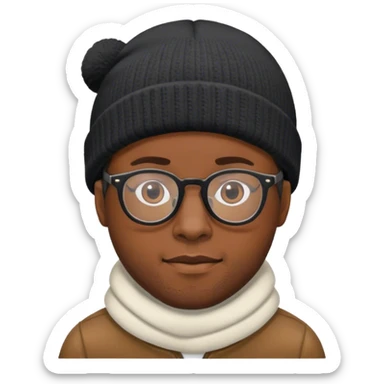 Black guy wearing glasses and a beanie  sticker