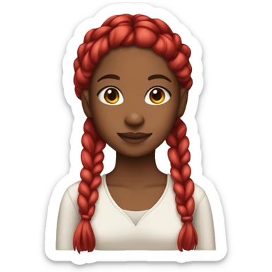 Brown skin girl with red braids sticker