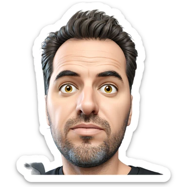 male portrait with black shirt sticker