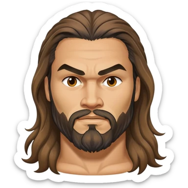 Jason Momoa with long hair and beard sticker