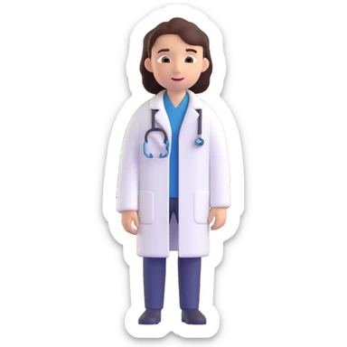 A researcher in a white coat sticker