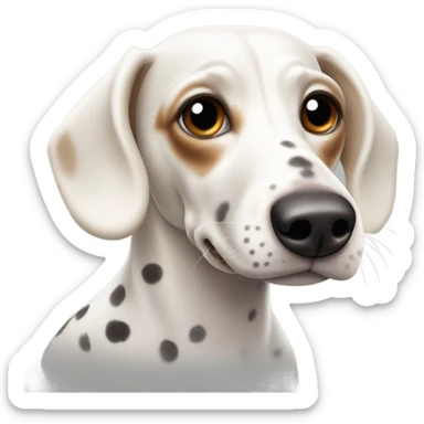 White Weiner dog with spots on chest sticker