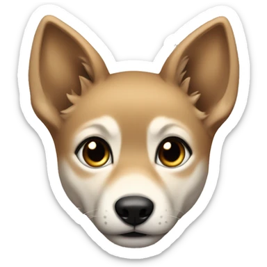 4 very short legs a light brown puppy-like wolf with black ears sticker