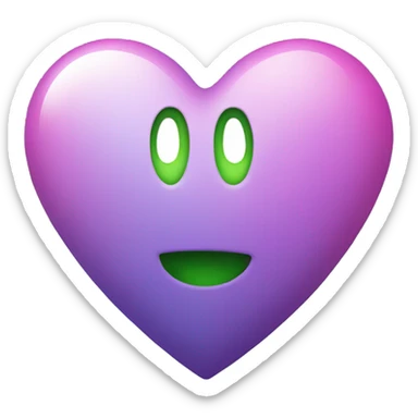 Green purple pink heart  sticker