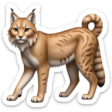 Cinematic-Lynx-Realistic-Full-Body-Standing on all fours-Emoji – head tilted dramatically, fur with faint spotting, long legs and large paws poised elegantly, simplified yet realistic focused features, highly detailed, glowing with an almost sarcastic glow. sticker
