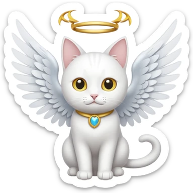 white cat with wings sticker