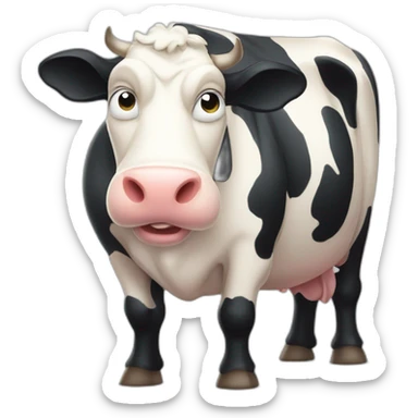 Morbidly obese massive fat cartoon cow sticker