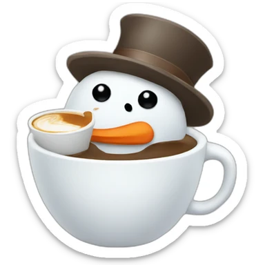 snowman drinking coffee sticker