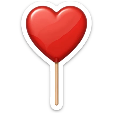 red heart-shaped lollipop on a stick sticker