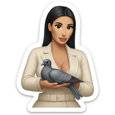 Kim Kardashian holding a pigeon  sticker