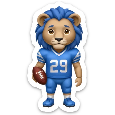 blue color lion wearing american football jersey sticker