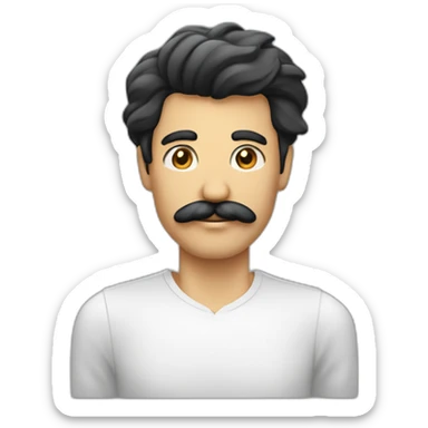 Homme au cheveux plaqué noir et à la moustache noir rectangulaire lève la main droite sticker