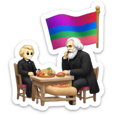 karl marx eating a bisexual pride flag sticker