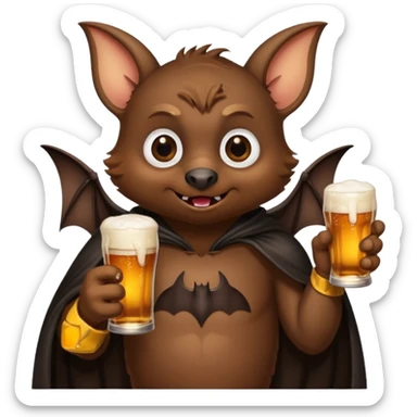 bat drinking beer sticker