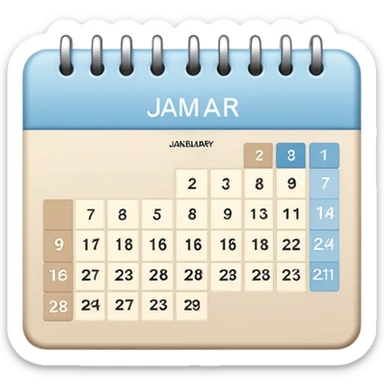 light blue and light beige calendar  sticker