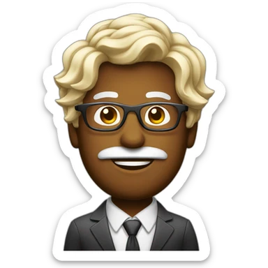 Homme avec les cheuveux cours sur le côté et long attaché au dessus avec des taches de rousseurs et des lunettes sticker