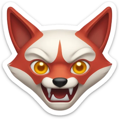 red kitsune mask, shocked face sticker