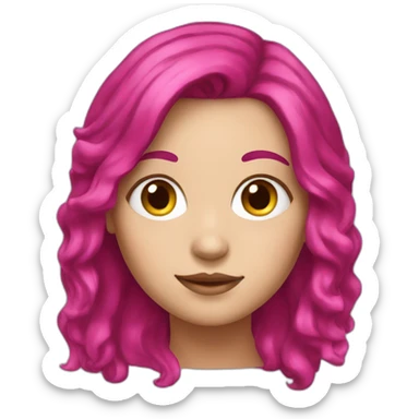 White girl with a magenta hair sticker