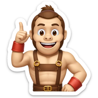Can you create a humorous donkey kong emoji that sarcasticly points to an extra large "role tag" of CTO on the chest of donkey kong.
should look excessively proud with broad smile sticker