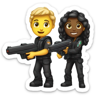 lasertag boy and girl sticker