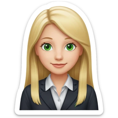 Green eyes office girl with straight long blonde hair barboe sticker