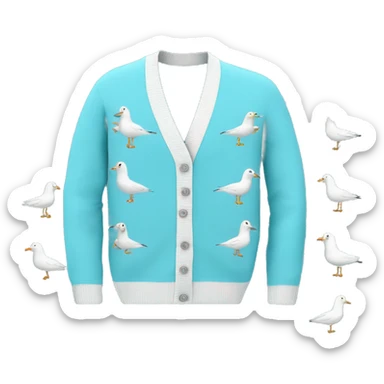 Light blue cardigan with seagulls on both sleeves sticker