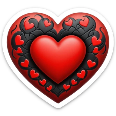 Black and red heart tattoo style sticker