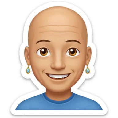happy bald man with earrings sticker