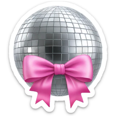 disco ball with pink bow on the top sticker
