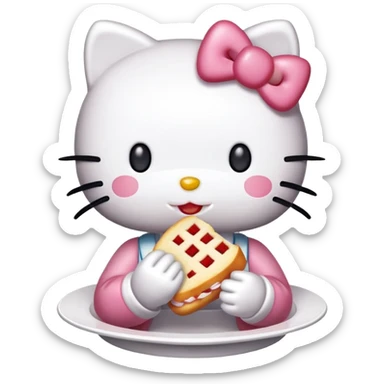 hello kitty eating sticker