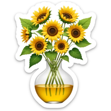 sunflower bouquet in a clear vase with scandinavian copenhagen vibe sticker