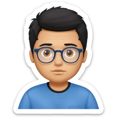 generate a pretty bratz boy with spectacles on, slightly fat, tan. Black hair messy sticker