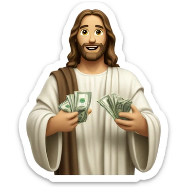 jesus emoji holding money sticker