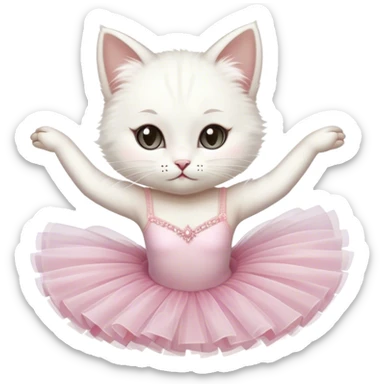 Ballerina white cat sticker