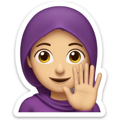 Armenian woman saying hello and giving five with happy face  in purple clothes  sticker