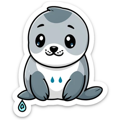 sad harbor seal with tear drop sticker
