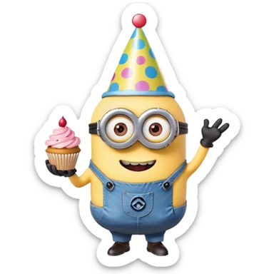 Minion at a birthday party sticker
