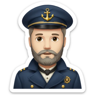 bearded fish ship captain sticker